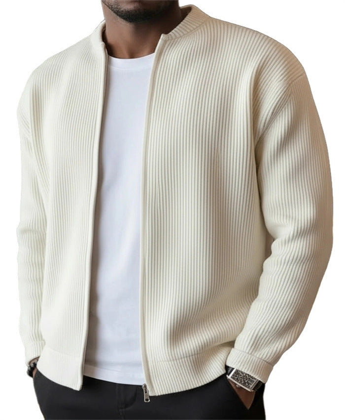 🔥 LAST DAY — 49% OFF! Men's Simple Casual Ribbed Stand Collar Zipper Long Sleeved Jacket